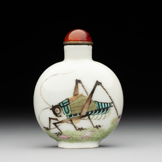 A Chinese famille rose 'grasshopper' snuff bottle, Daoguang mark and of the period