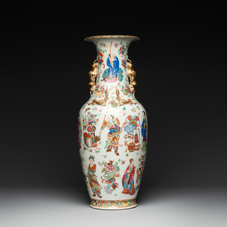 A Chinese Canton famille rose 'Wu Shuang Pu' vase, 19th C.
