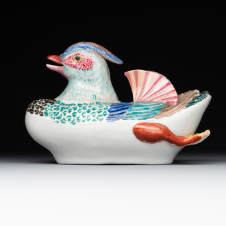 A Japanese Kakiemon model of mandarin duck, Edo, late 17th C.
