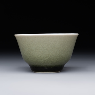 A rare Chinese monochrome peachbloom-glazed cup, Qianlong mark and of the period