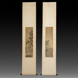 Qian Huian 錢慧安 (1833-1911): 'Playing boys', ink and colour on silk, 19/20th C.