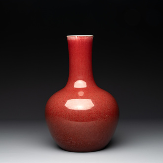 A Chinese copper-red-glazed bottle vase, 19th C.