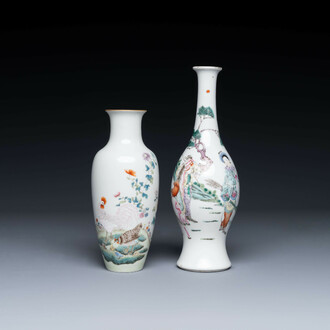 Two Chinese famille rose vases, Ju Ren Tang 居仁堂 mark, 19/20th C.