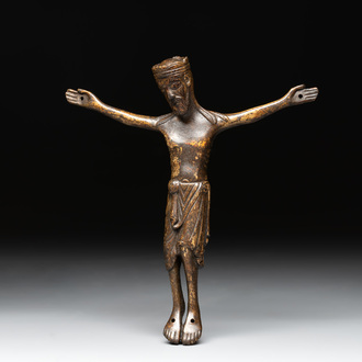 A gilt bronze Corpus Christi, Mosan, France, 14/15th C.