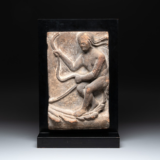 A terracotta plaque depicting a nereid, Lombardy, Cremona, Palazzo Trecchi, Agostino de' Fondulis, late 15th C