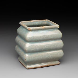 A Chinese guan-type crackle-glazed vase, Ming or earlier