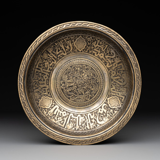 An Indo-Persian tinned brass bowl, 19th C.