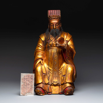 A Chinese gilt-lacquered figure of the star god Lu 祿, 19th C.