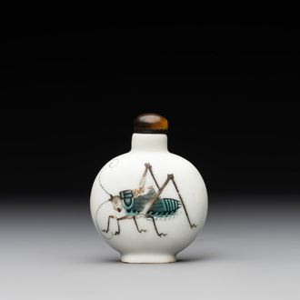 A Chinese famille rose 'grasshopper' snuff bottle, Daoguang mark and of the period