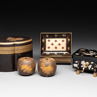 Ten various Japanese lacquerwares, Meiji, 19th C.