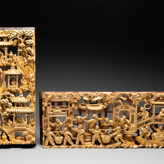 Two fine Chinese Cultural Revolution gilt wooden carvings, 1966-1976