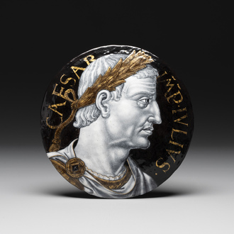 Léonard Limosin (1505-1577) and workshop: A rare enamel plaque with the portrait of the Roman Emperor Caesar, Limoges, ca. 1550
