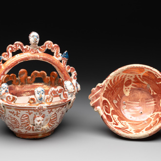 A rare Hispano-Moresque lustre-glazed basket and a porringer, 16/17th C.