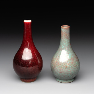 A Chinese flambé-glazed vase and a robin's egg-glazed vase, 19th C.