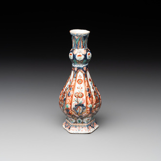 A polychrome Dutch Delft petit feu vase, 18th C.