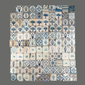 109 blue and white Dutch Delft tiles, 17/18th C.