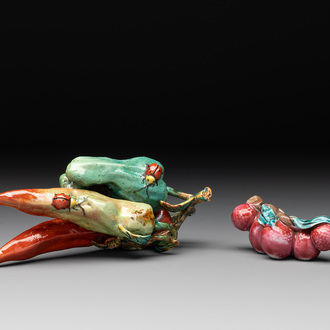 Two Chinese famille rose miniature models, 18/19th C.