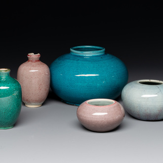 Five Chinese monochrome wares, 19th C.