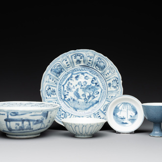 Five Chinese blue and white shipwreck wares from the Hatcher cargo, Wanli/Transitional period