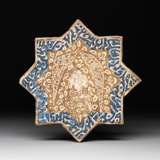 A Kashan lustre-glazed star tile, Persia, 13/14th C.