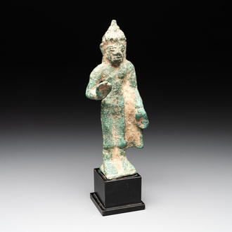 A bronze standing Buddha, Thailand, probably Mon Dvaravati period, 7/8th C.