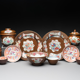 12 Chinese capucin-ground wares, Yongzheng/Qianlong