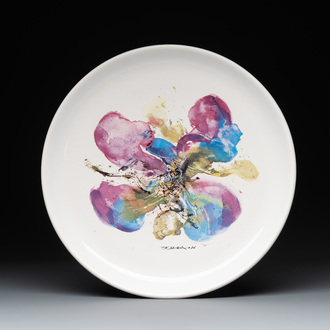 Zao Wou Ki 趙無極 (1920-2013): 'Orchid' plate, dated 1986