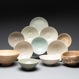12 Chinese monochrome wares, including a kiln waste, Song/Ming