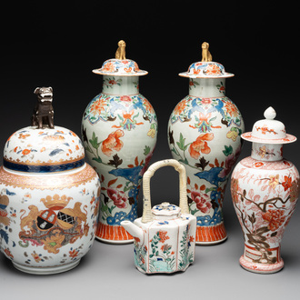 Five Chinese-style porcelain wares, Samson, Paris, 19th C.