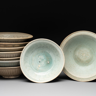 Nine Thai celadon dishes from the Royal Nanhai cargo, Sten Sjöstrand collection, 15/16th C.