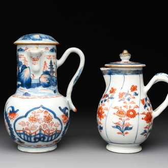 Two Chinese Imari-style jugs with covers, 18th C.