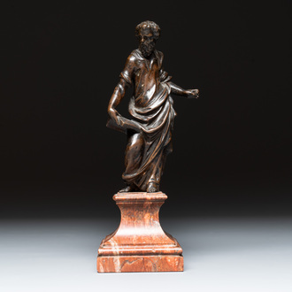 Circle of Tiziano Aspetti (1559–1606): A patinated bronze sculpture of Saint John the Evangelist, Italy, 17th C.