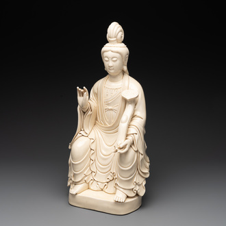 A Chinese Dehua blanc de Chine seated Bodhisattva, 20th C.
