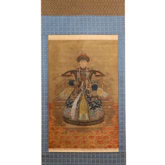 Chinese school: 'Portrait of Cixi', ink and colour on silk, Qing or later