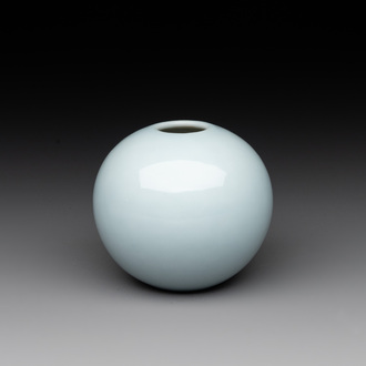 A Chinese claire-de-lune-glazed water pot, Qianlong mark, 20th C.