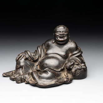 A Chinese bronze Budai, 17th C.