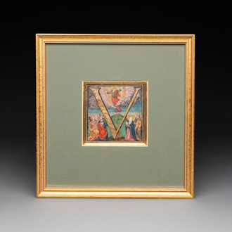 An illuminated letter 'V' illustrating the Resurrection of Christ, Western Europe, 16th C.