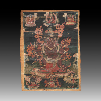 A fine Sino-Tibetan 'Mahakala' thangka, 19th C.