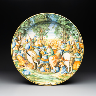 A very large and fine Italian maiolica 'Rape of the Sabine Women' istoriato dish, Fontana workshop, Urbino, ca. 1550