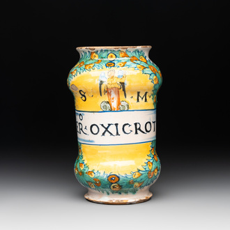 An Italian maiolica albarello, Deruta, ca. 1530