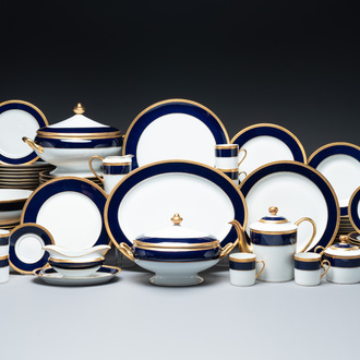 An impressive 94-piece gold-encrusted royal-blue-enamelled 'Palaiseau' service, Bernardaud, Limoges, 20th C.