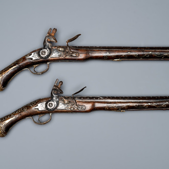 Two Moroccan percussion pistols, 19th C.