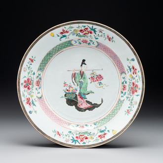 A Chinese famille rose 'He Xiangu' dish, Yongzheng/Qianlong