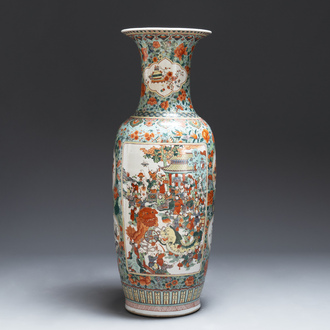 A large Chinese famille verte '100 boys' vase, 19th C.