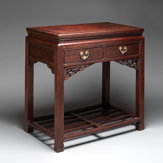 A Chinese hardwood side table with drawers, Republic