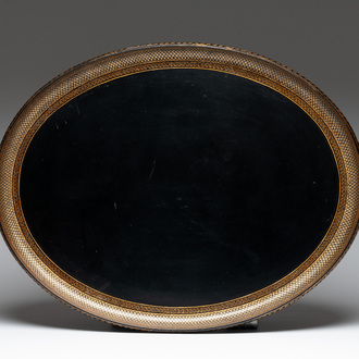 A gilt-lacquered tole tray, probably by Benetfink & Co, London, 19th C.