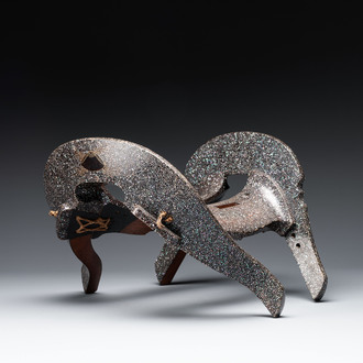 A Japanese aogai-nashiji 'kura' saddle, Edo, dated 1668