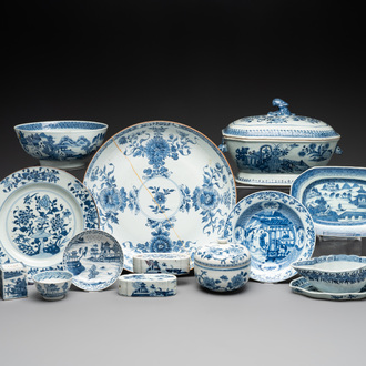 15 Chinese blue and white wares, 18th C. and later