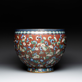 A Chinese cloissoné 'butterfly' jardinière, 20th C.