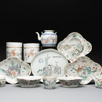 12 Chinese famille rose wares, 19/20th C.
